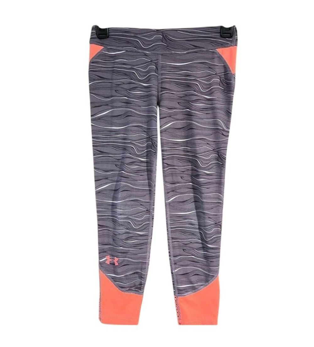 Under Armour gray patterned leggings with pink trim - XS